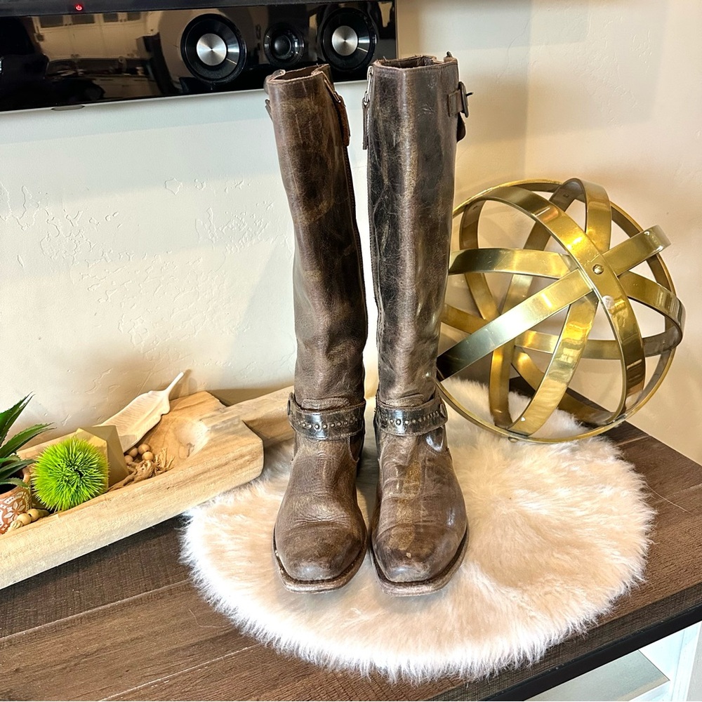 SONORA Double H Brown Distressed Leather Western Boots Women’s Size 7 B